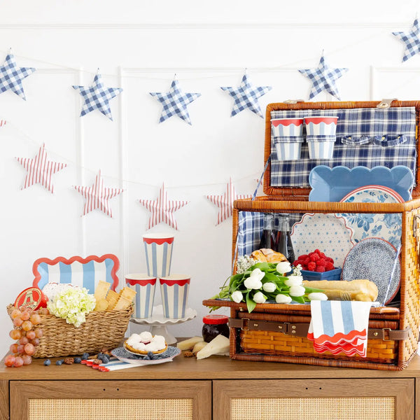 Red Stripes Hanging Stars Banner