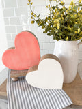 Coral + White Heart Set Of two