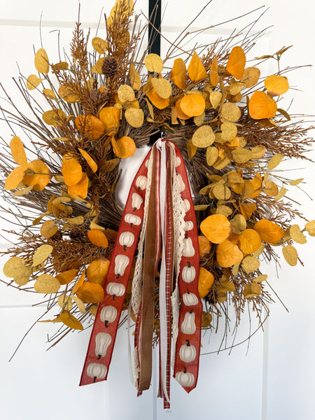 Cream Fall Pumpkins Ribbon Set