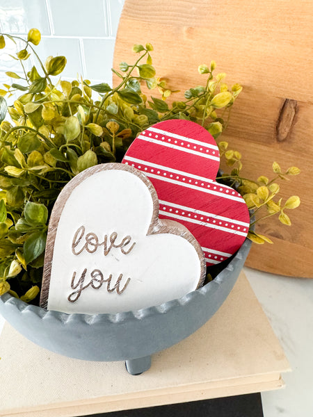 Love You + Red Heart Set Of Two