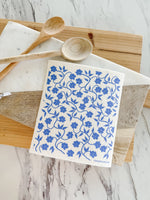 Blue Flowers Swedish Dishcloth