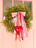 Antique Brass and Red Heart Door Hanger