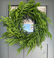 24” Natural Real Touch Norfolk Pine Wreath