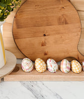 Gingham Wooden Eggs Set Of 6