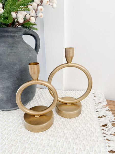 Brass Finish Donut Candleholder