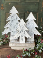 Set Of Three White Trees