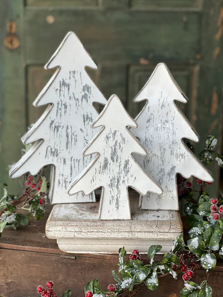 Set Of Three White Trees
