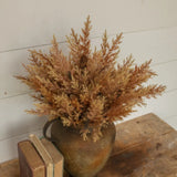 14" Wheat & Burgundy Prickly Pine Bush w/ Cones