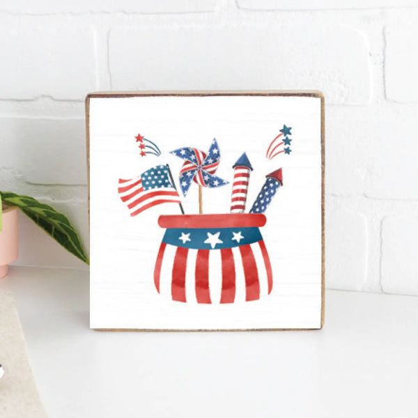 Uncle Sam's Hat Decorative Wooden Block