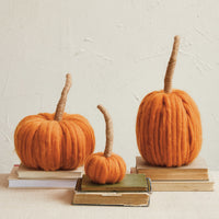 SMALL Tall Stem Wool Pumpkin