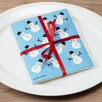 Blue Snowman Sweedish Dishcloth