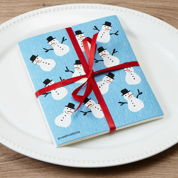 Blue Snowman Sweedish Dishcloth