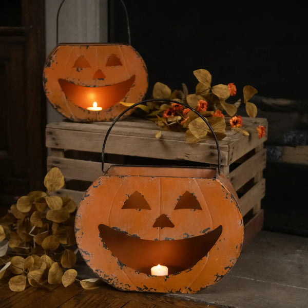 Happy Jack O Lantern Metal Bucket