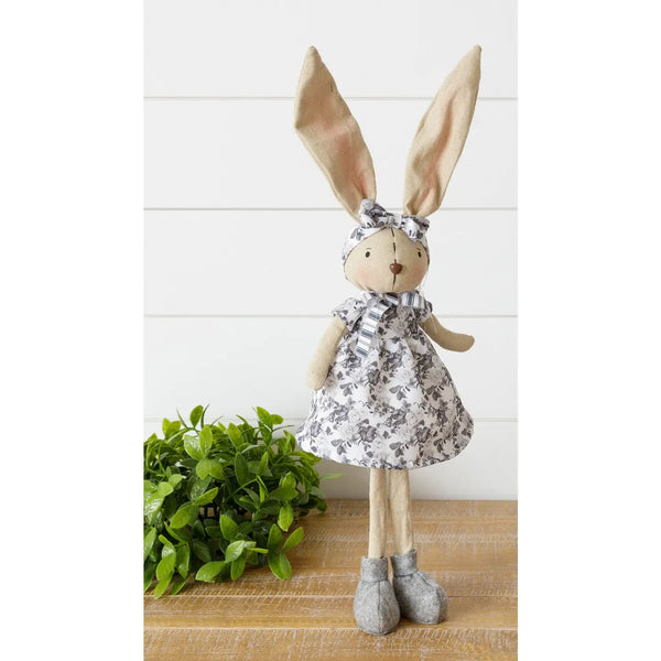 Standing Bunny - Black and White Floral Dress