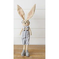 Standing Bunny - Striped Overalls