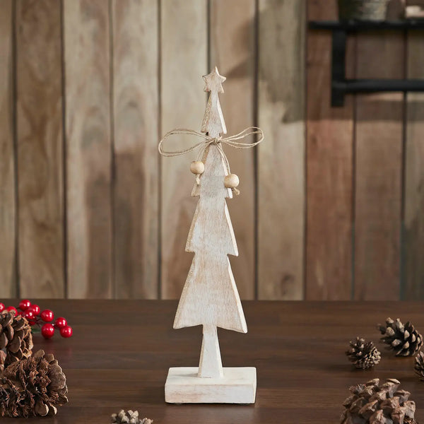 Star Top Christmas Tree Narrow White Wooden