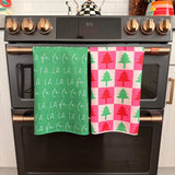 Pink Red & Green Tree Microfiber Towel