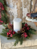Cranberry Pine Candle Ring