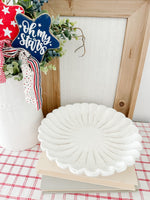 Antique White Mango Wood Scalloped Dish