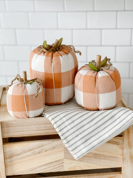 Orange & White Buffalo Check Pumpkin