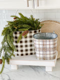 Plaid Hanging Buckets- Set Of Two