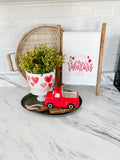 Happy Valentines Day— Red+ Pink Tea Towel