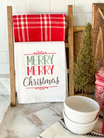 Merry Merry Christmas Green Tea Towel