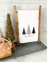 Merry Christmas With Trees Tea Towel