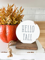 Hello Fall Chippy Round Block