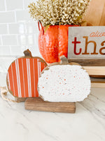 Orange Striped Wood Pumpkin