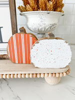 Orange Striped Wood Pumpkin