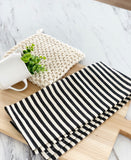 Black + Cream Striped Tea Towel