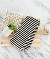Black + Cream Striped Tea Towel