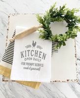 Kitchen Open Daily Tea Towel