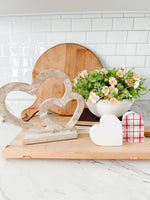 Two Outline Wood Hearts