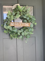 No Soliciting Wreath Sign