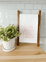 Sweet Kisses And Valentine Wishes Tea Towel