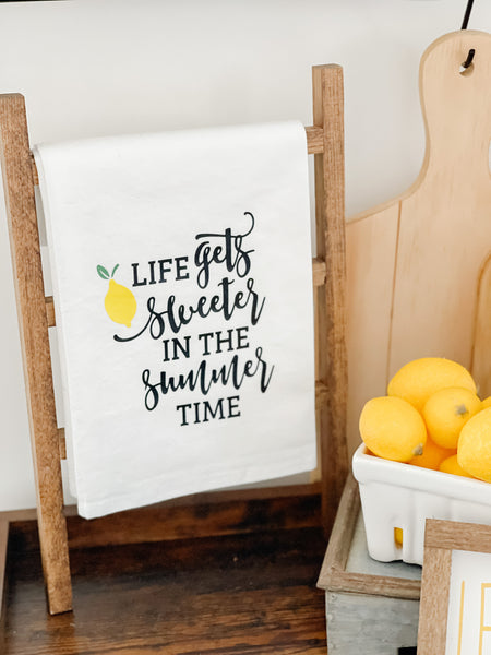 Lemon Life Gets Sweeter In The Summer Time Tea Towel