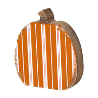 Orange Striped Wood Pumpkin