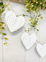 White Tin Heart Garland