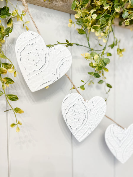 White Tin Heart Garland
