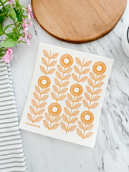 Mustard Flowers Swedish Dishcloth