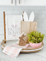 Easter Bunny Tea Towel Pink Polka Dots
