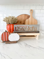 Orange Striped Wood Pumpkin