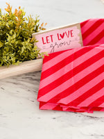 Pink & Red Diagonal Stripe Tea Towel