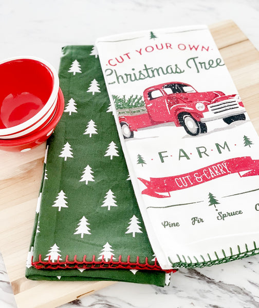 Christmas Tree Farm Tea Towels- Set Of Two