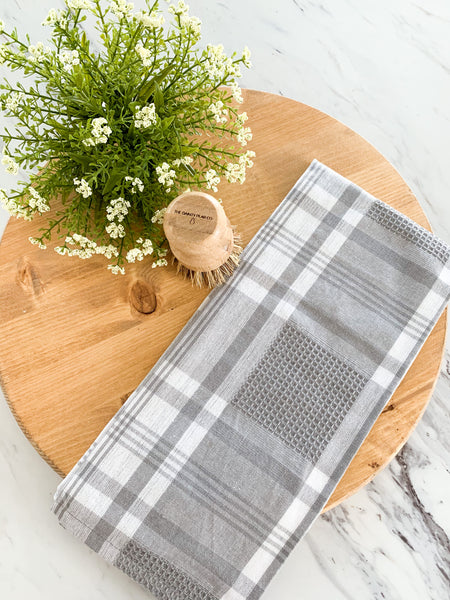 Grey Plaid Tea Towel