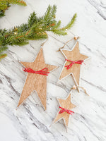 Mango Wood Star Ornaments- Set of Three